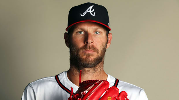 Feb 23, 2024; North Port, FL, USA; Atlanta Braves starting pitcher Chris Sale (51) poses for a photo during photo day at CoolToday Park.